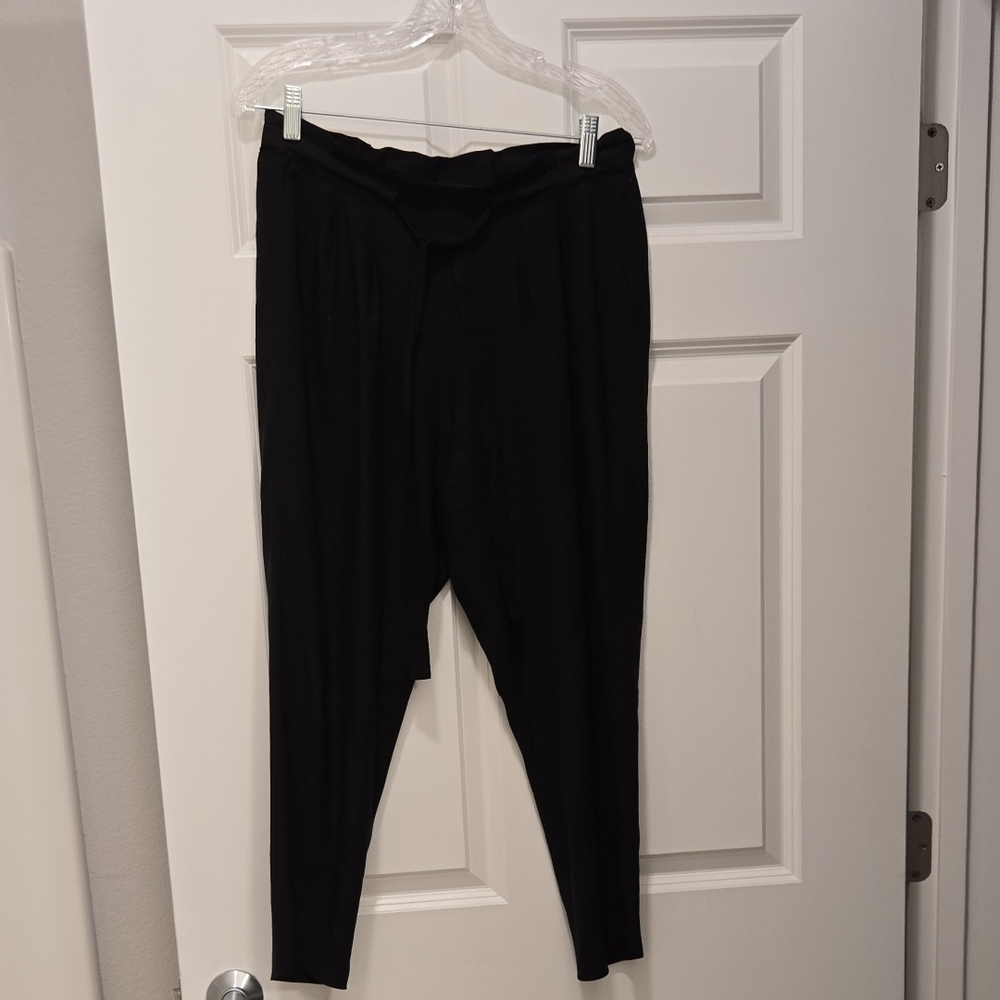 Ramy Brook Womens Black Silk Paperbag Style Pants S/P